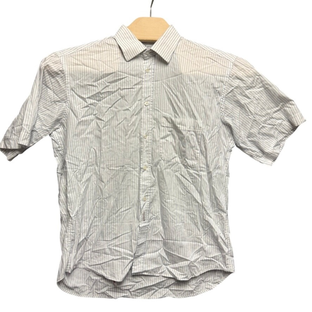 Guy Laroche Paris-Monsieur Mens Blue Pinstripe Short Sleeve Button Down Shirt L